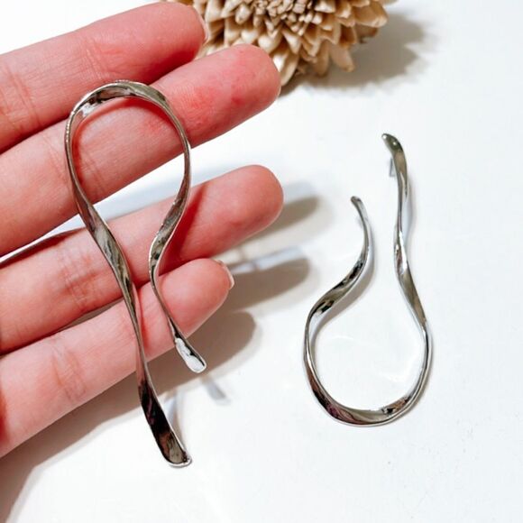 Geo drop earrings in silver M260 - Picture 5 of 6